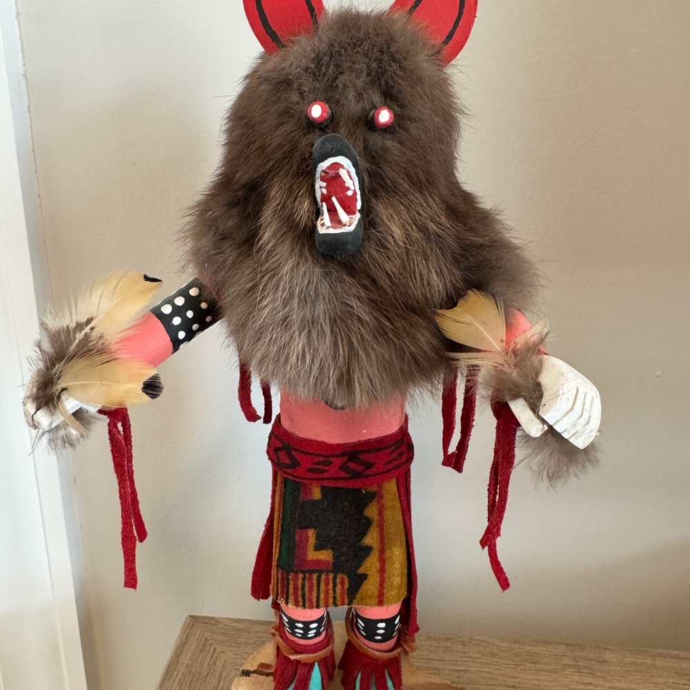 Native American Bear Kachina Doll Dancer signed art handcrafted
